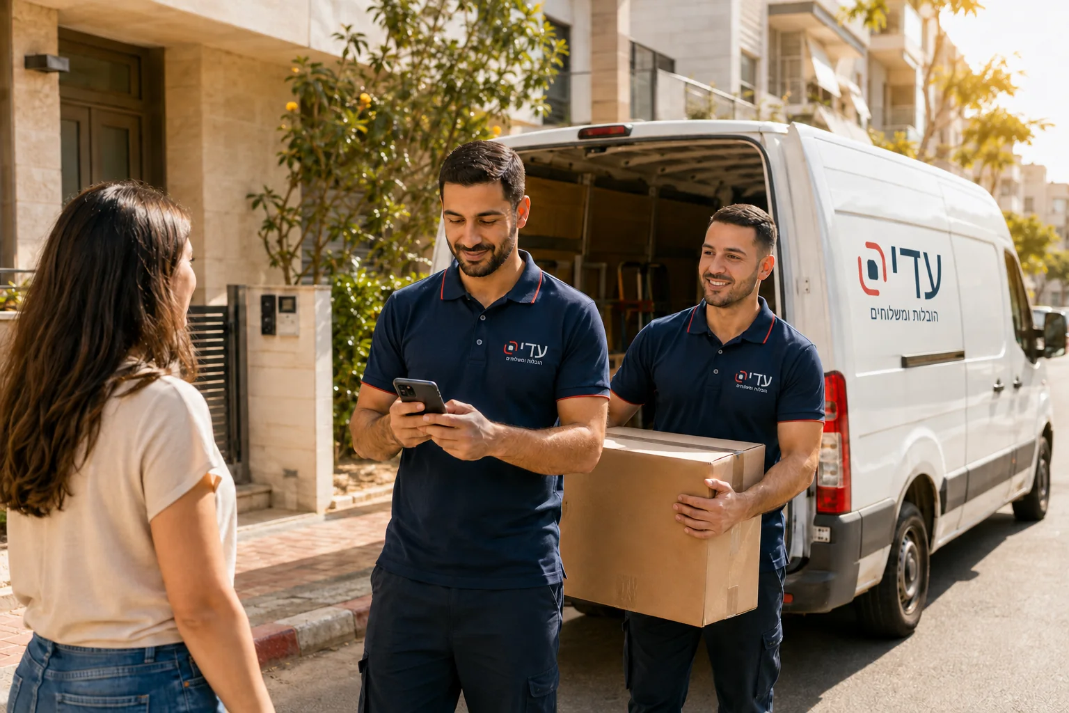 צוות עדי הובלות מגיע ללקוחה בזמן